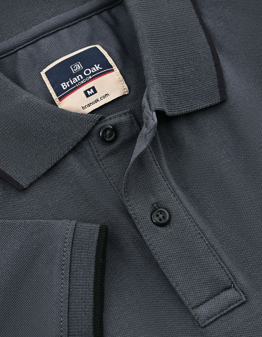Charcoal Grey Pique Polo Shirt
