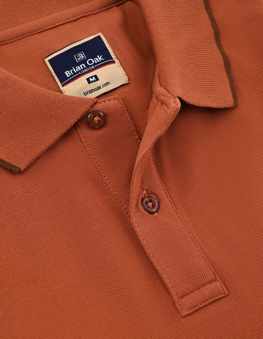 Rust Regular Fit Cotton Polo Shirt