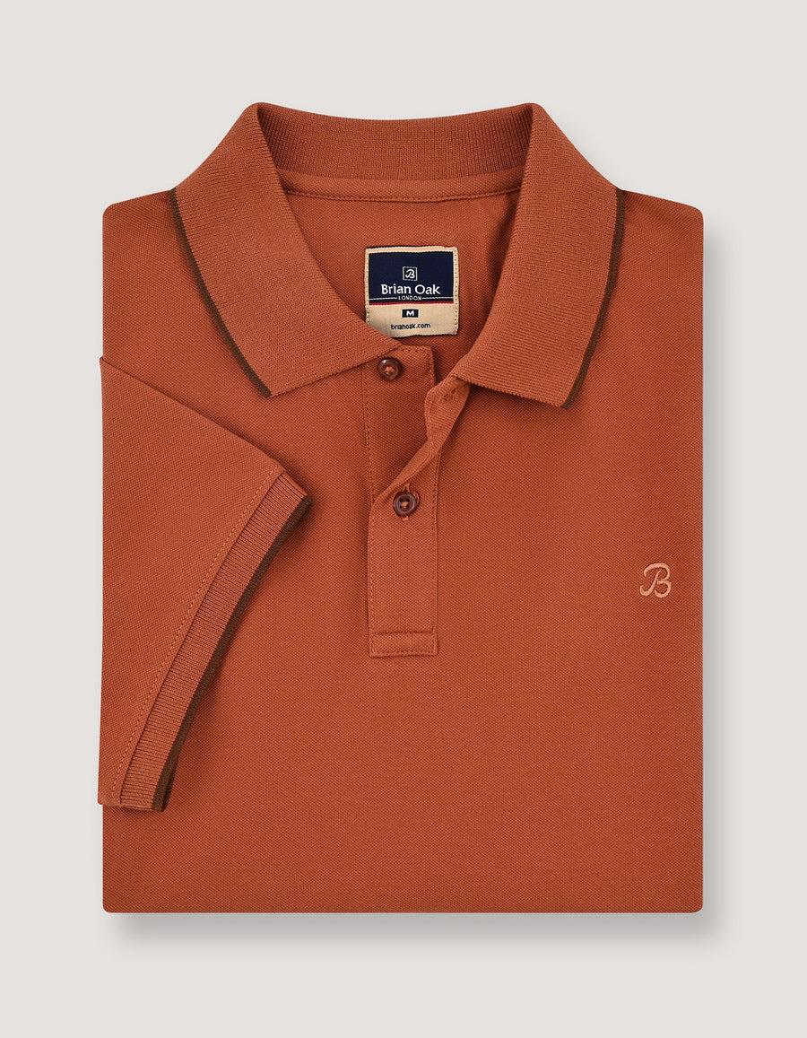 Rust Regular Fit Cotton Polo Shirt