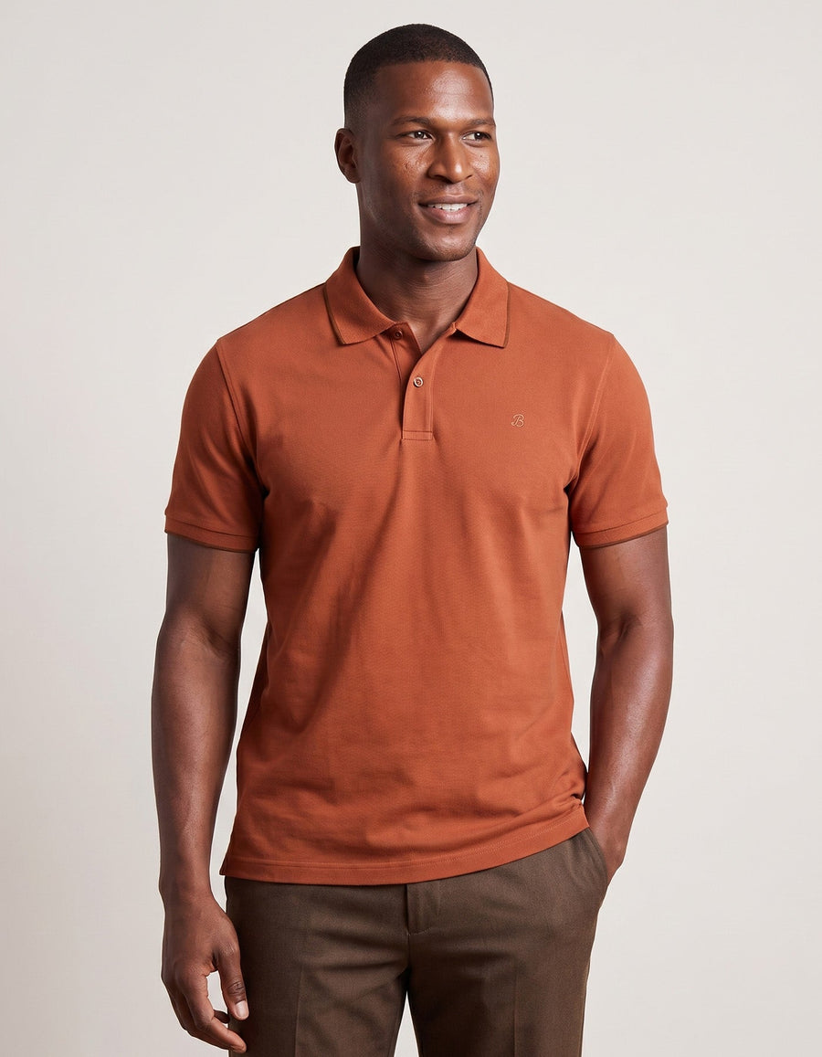 Rust Regular Fit Cotton Polo Shirt