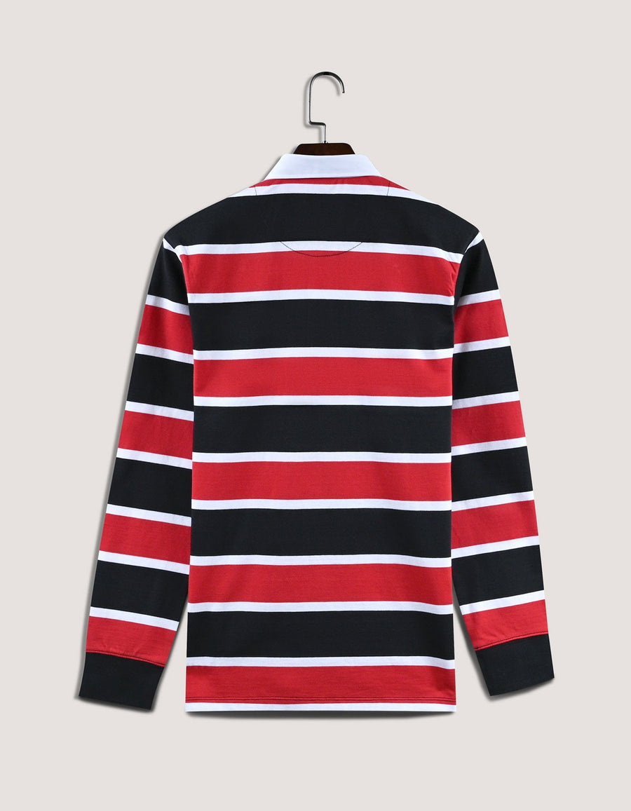 Black and Red Striped Rugby Shirt