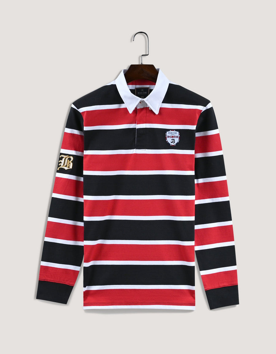 Black and Red Striped Rugby Shirt
