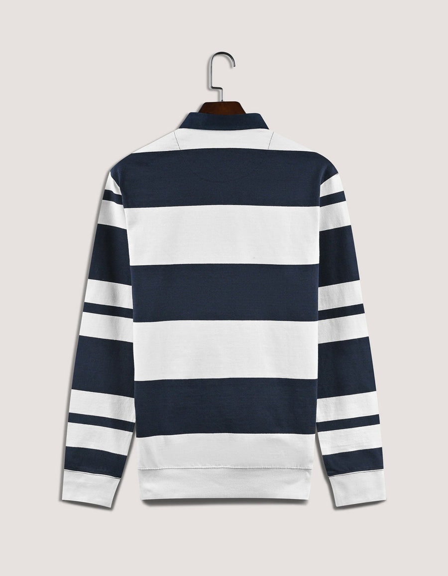 Navy and White Striped Rugby Shirt