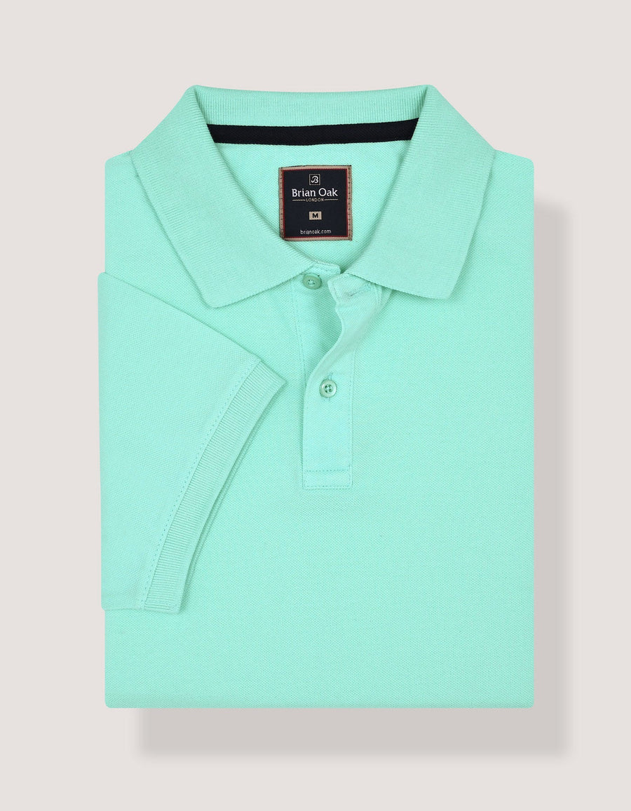 Aqua Tipped Pique Polo Shirt