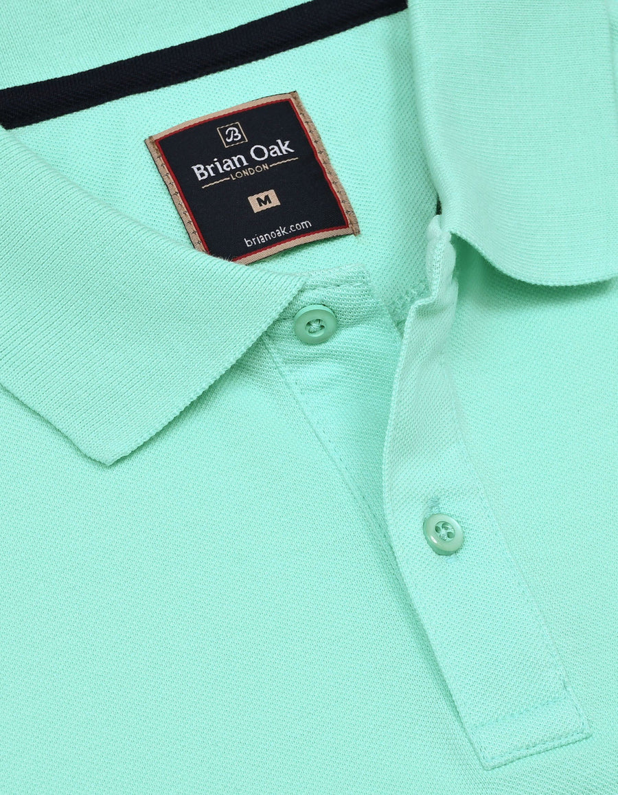 Aqua Tipped Pique Polo Shirt