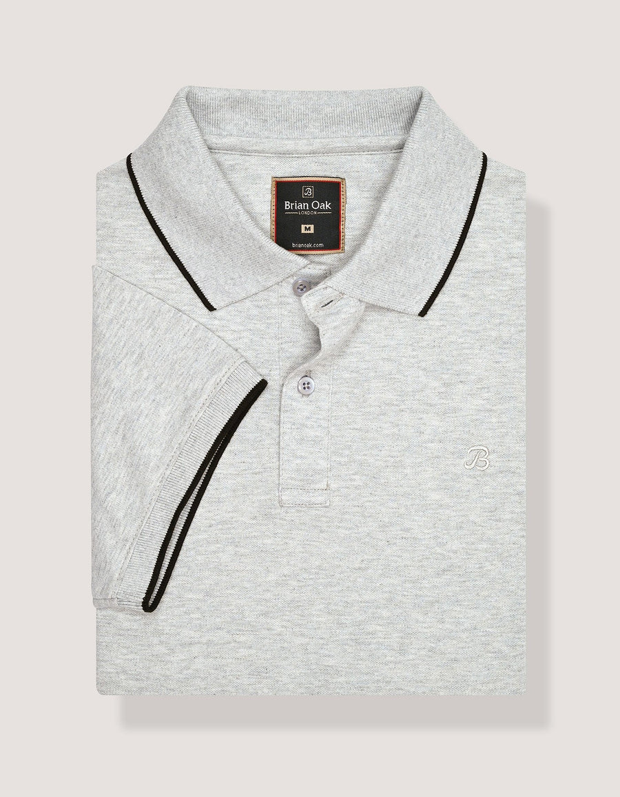 Grey Regular fit Cotton Polo Shirt