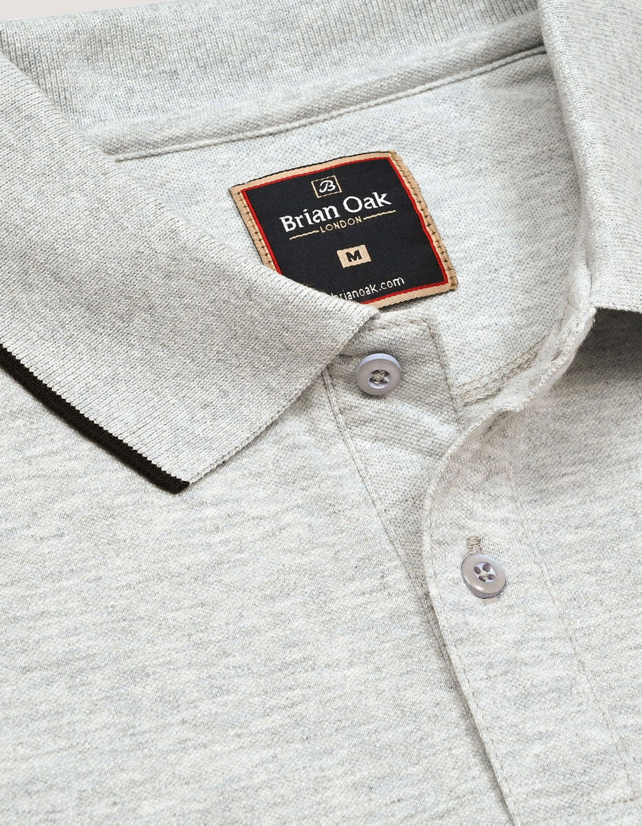 Grey Regular fit Cotton Polo Shirt
