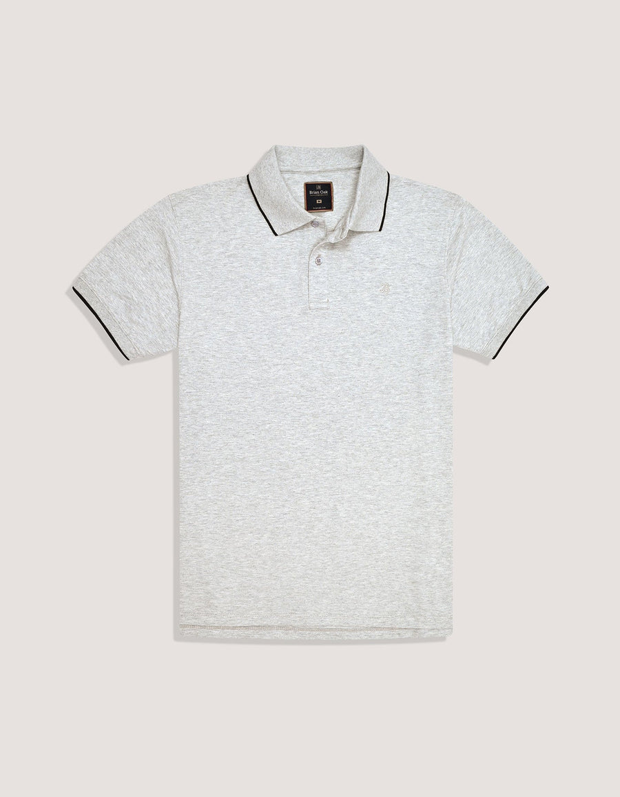Grey Regular fit Cotton Polo Shirt