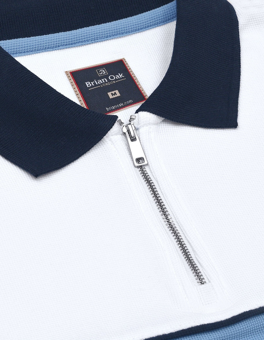 White Zip Neck Polo Shirt