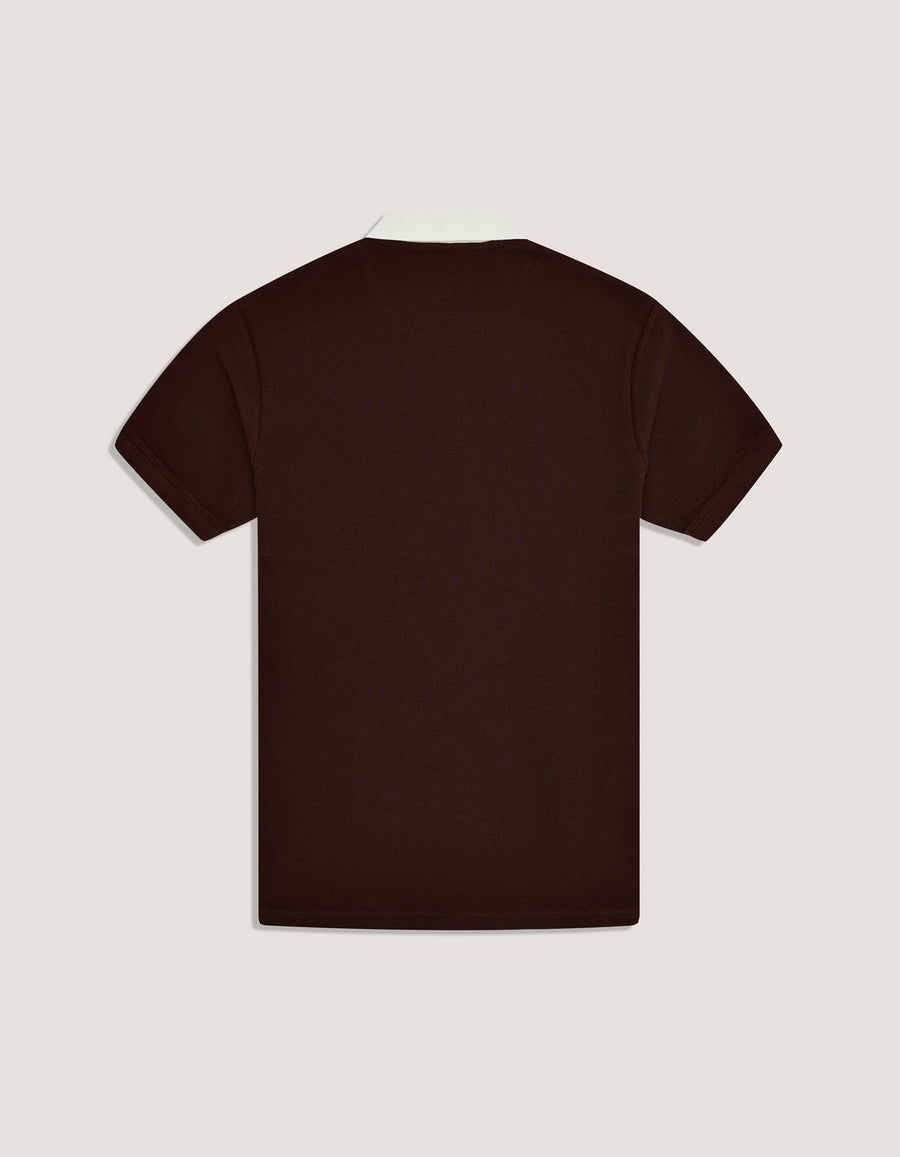 Brown Zip Neck Polo Shirt
