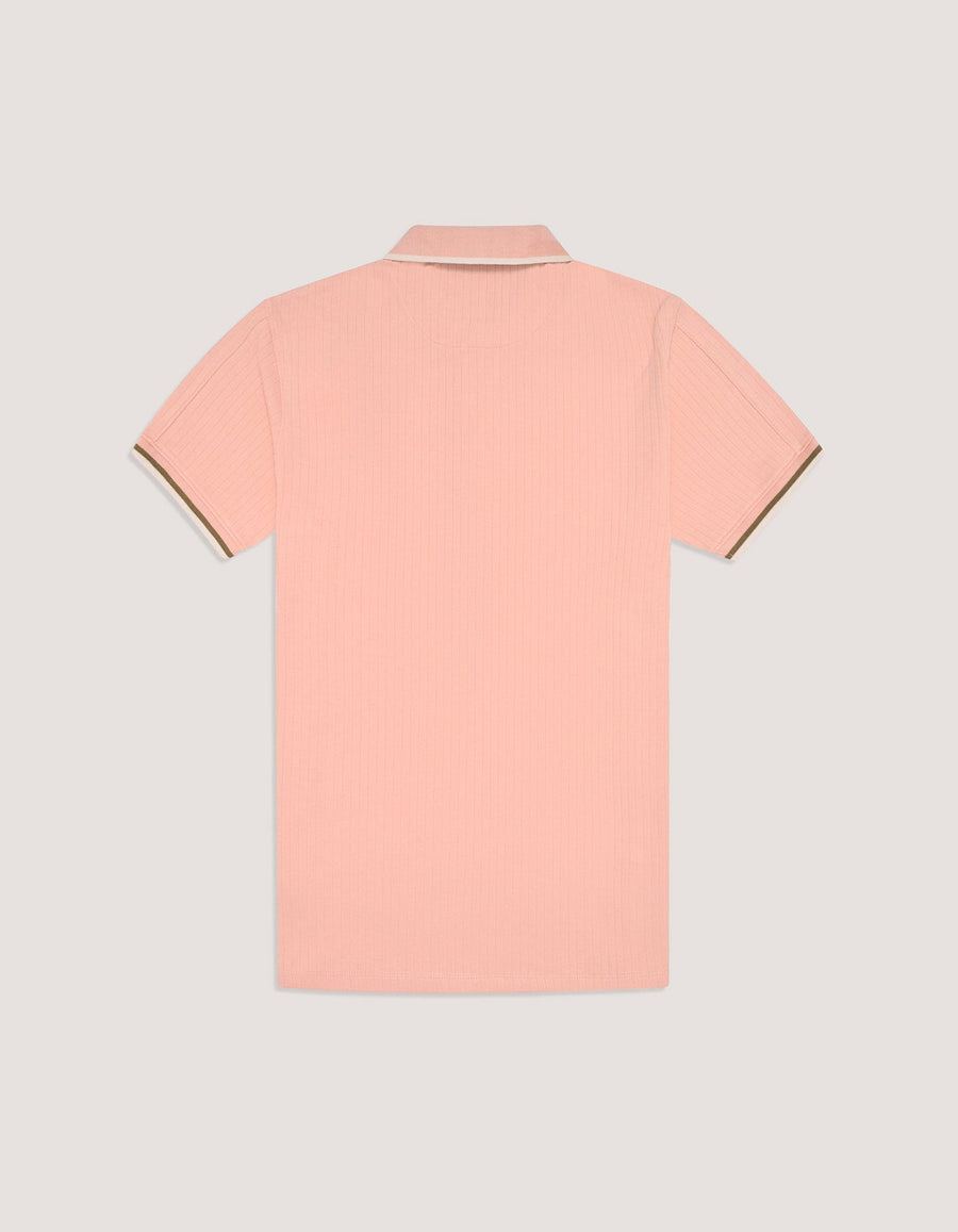 Pink Ribbed Cotton Polo Shirt