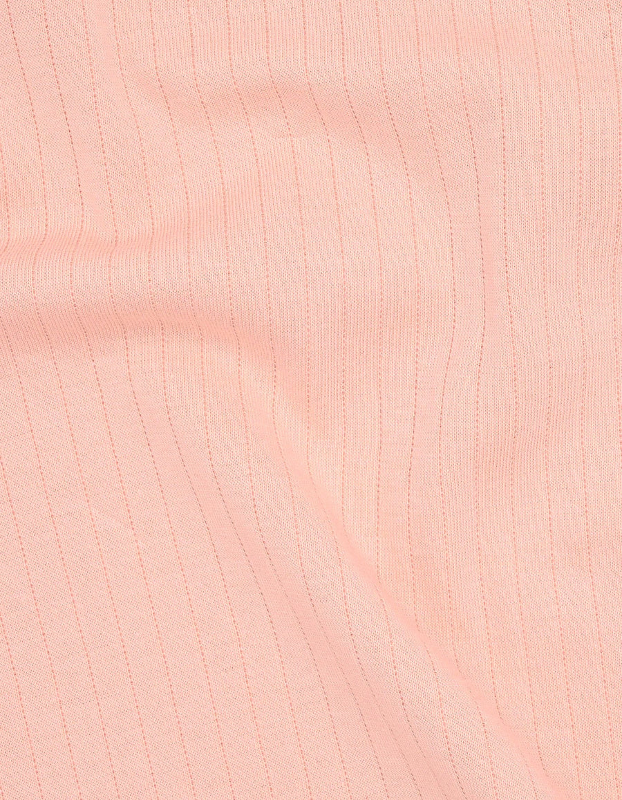 Pink Ribbed Cotton Polo Shirt