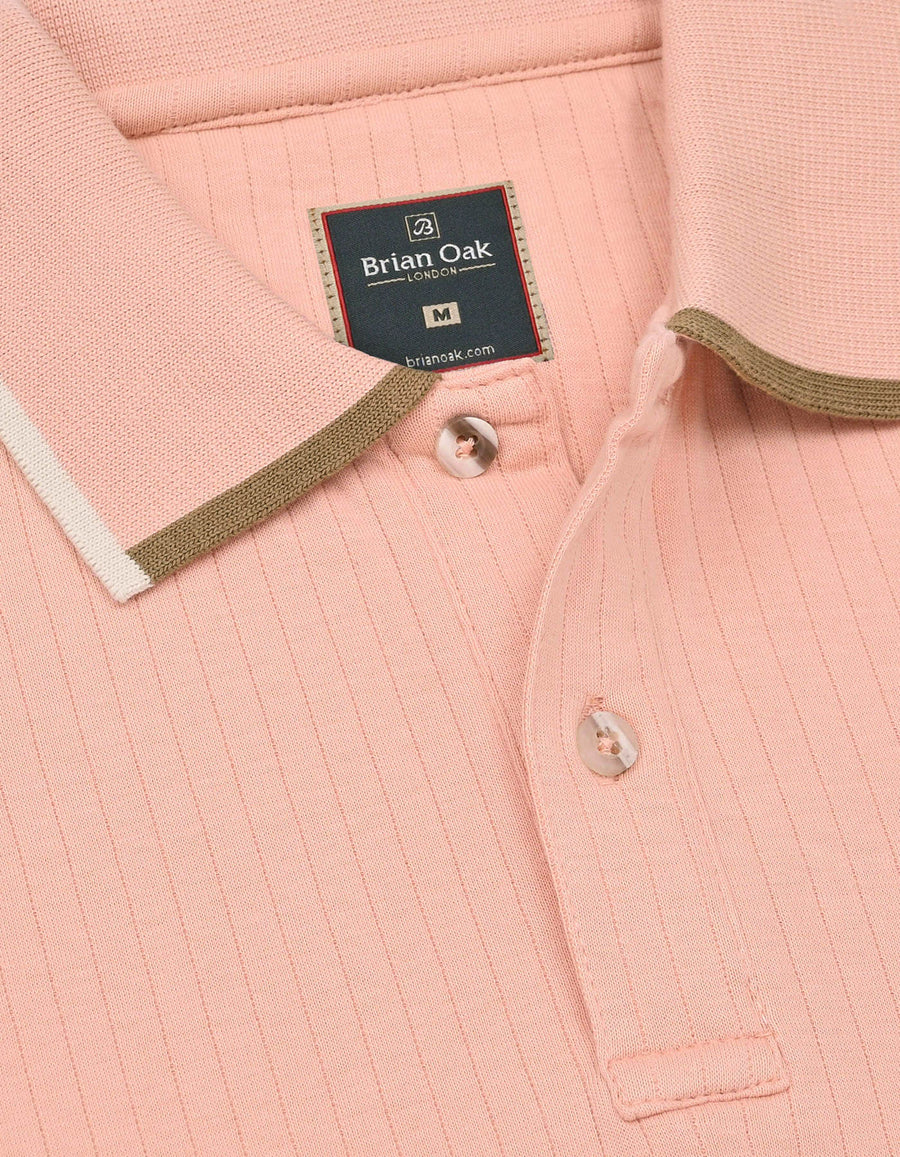 Pink Ribbed Cotton Polo Shirt