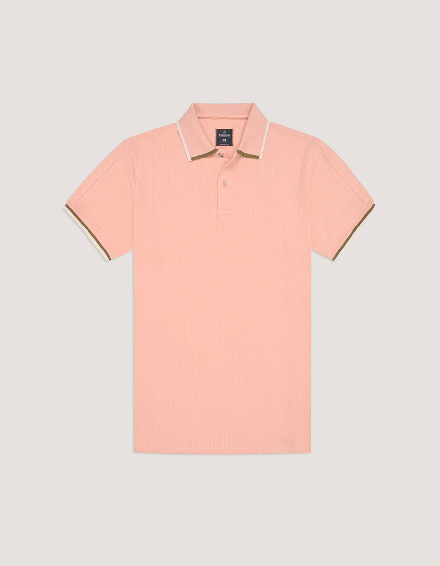 Pink Ribbed Cotton Polo Shirt