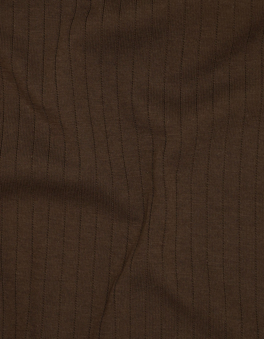 Brown Ribbed Cotton Polo Shirt