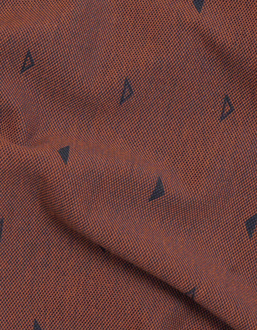 Rust Printed Cotton Polo Shirt