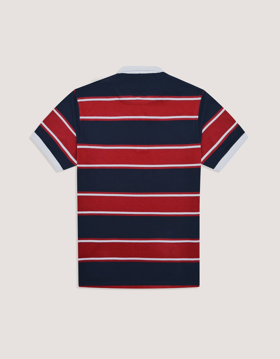 Multi Striped Contrast Collar Polo Shirt