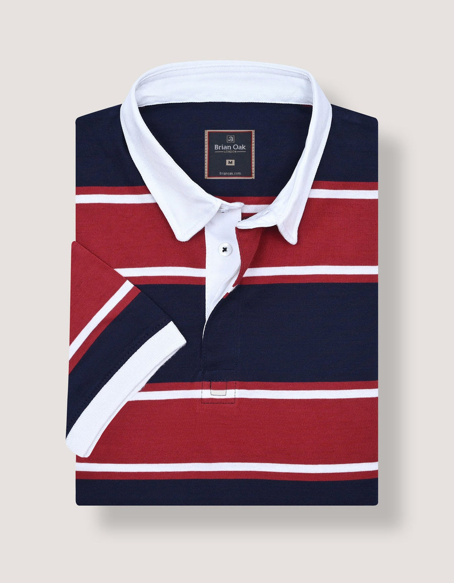 Multi Striped Contrast Collar Polo Shirt