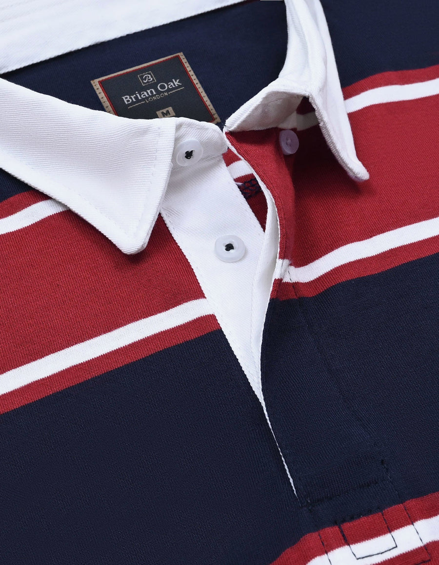 Multi Striped Contrast Collar Polo Shirt