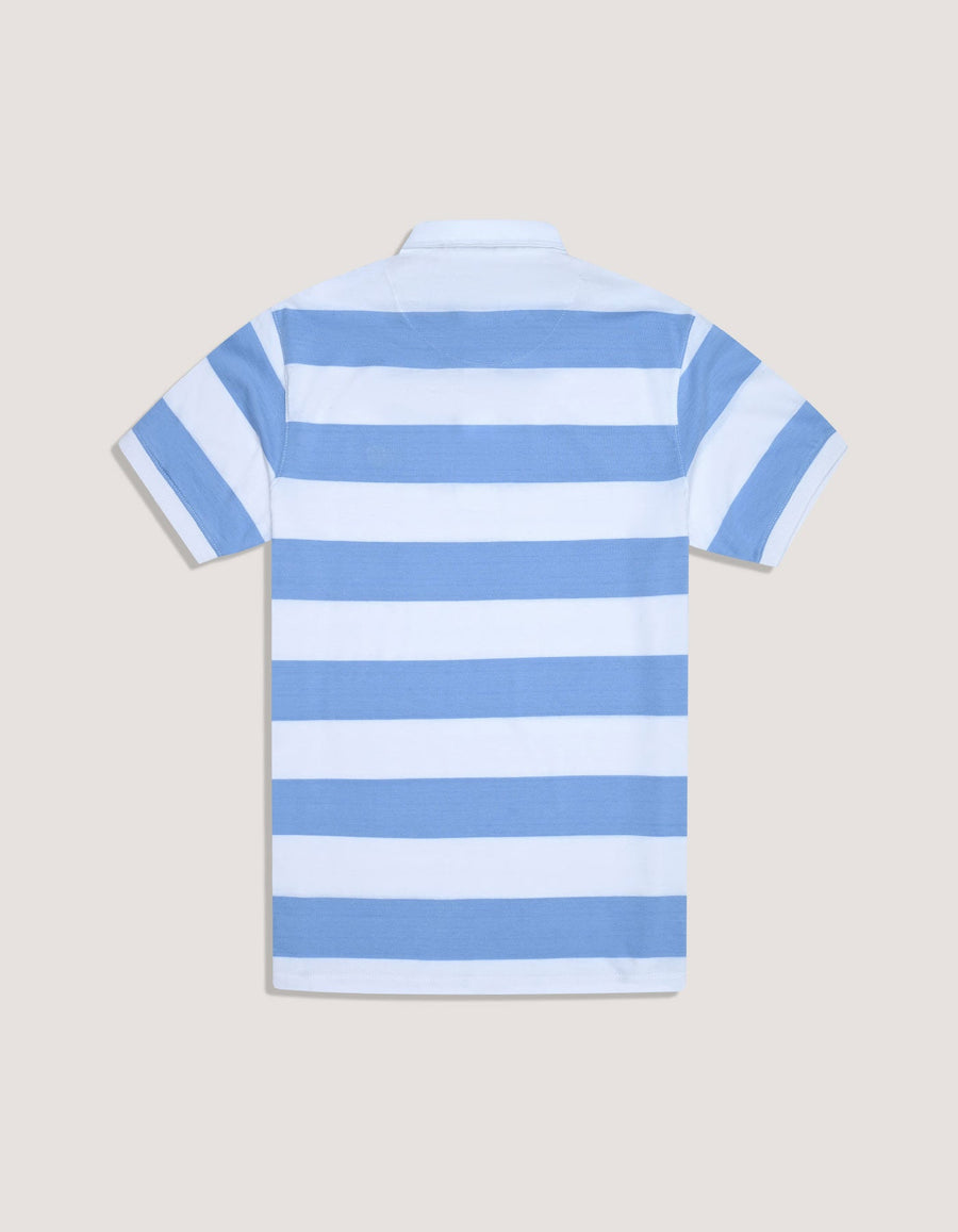 Sky Striped Cotton Polo Shirt