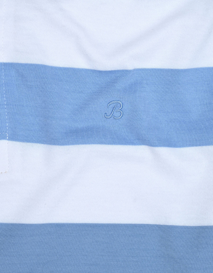 Sky Striped Cotton Polo Shirt