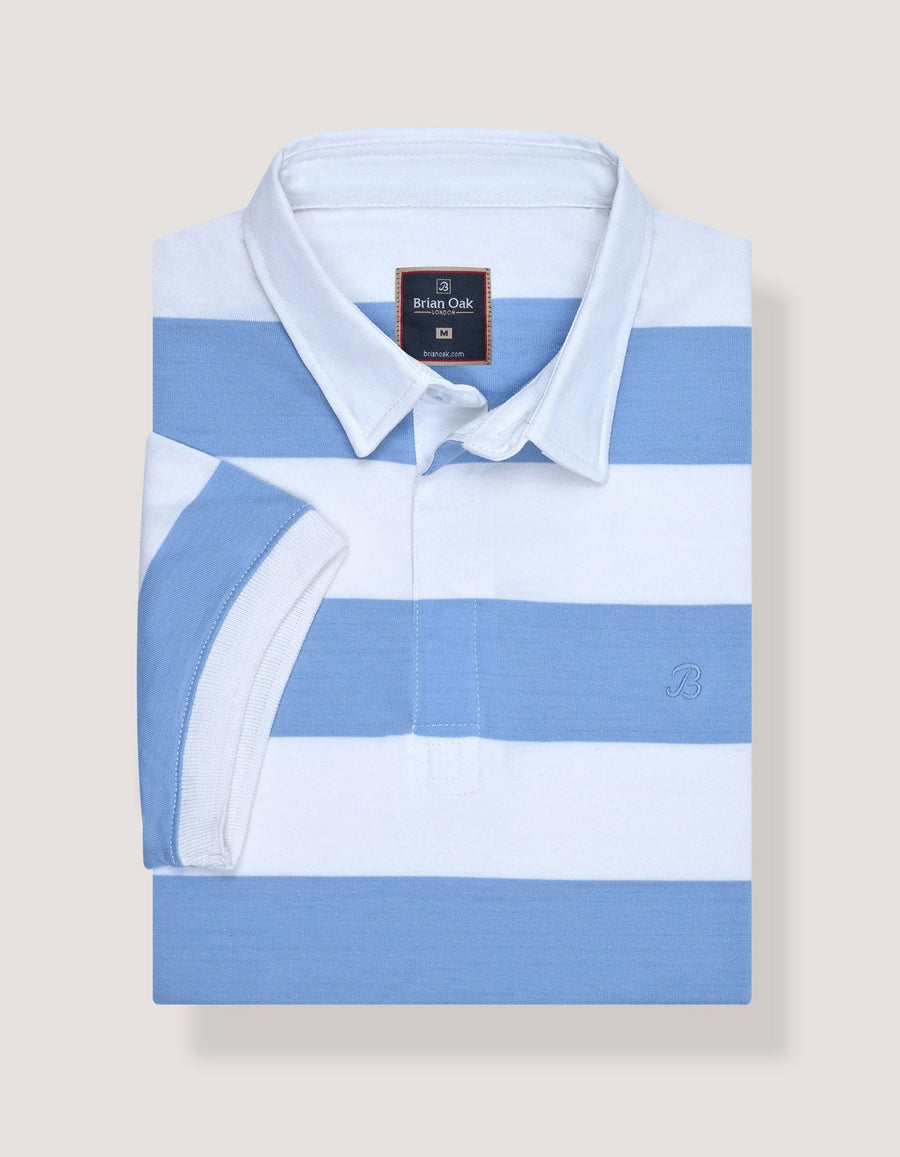 Sky Striped Cotton Polo Shirt