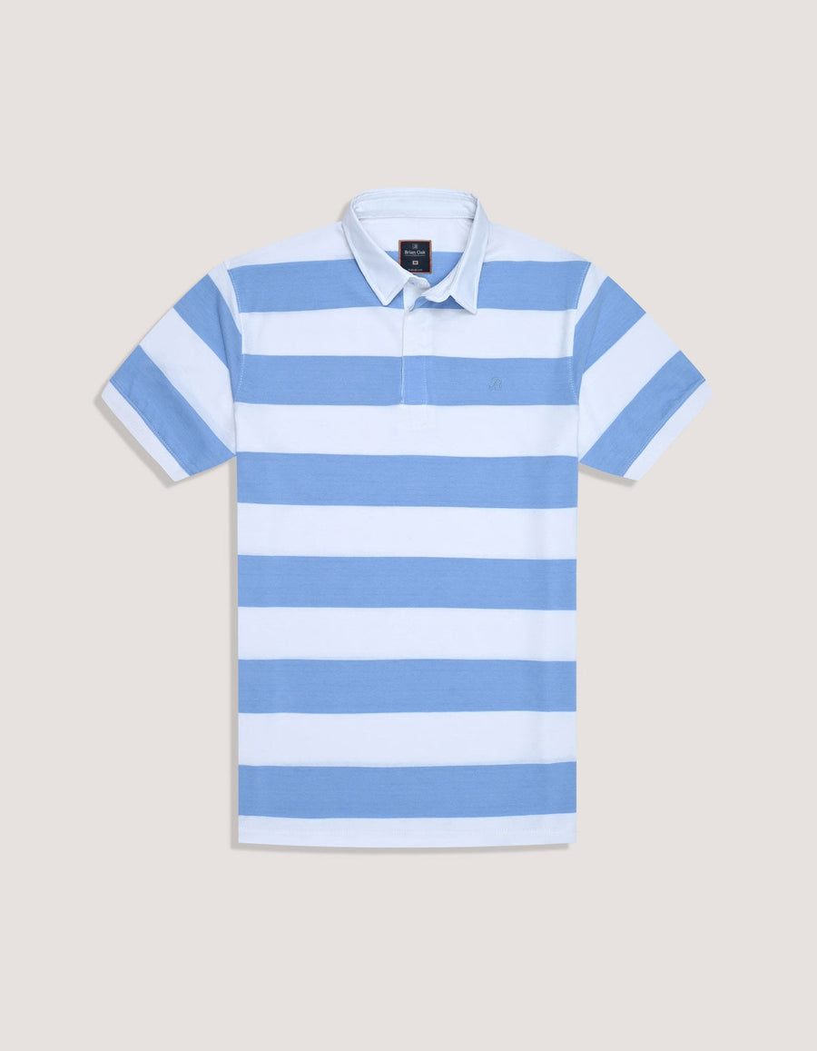 Sky Striped Cotton Polo Shirt