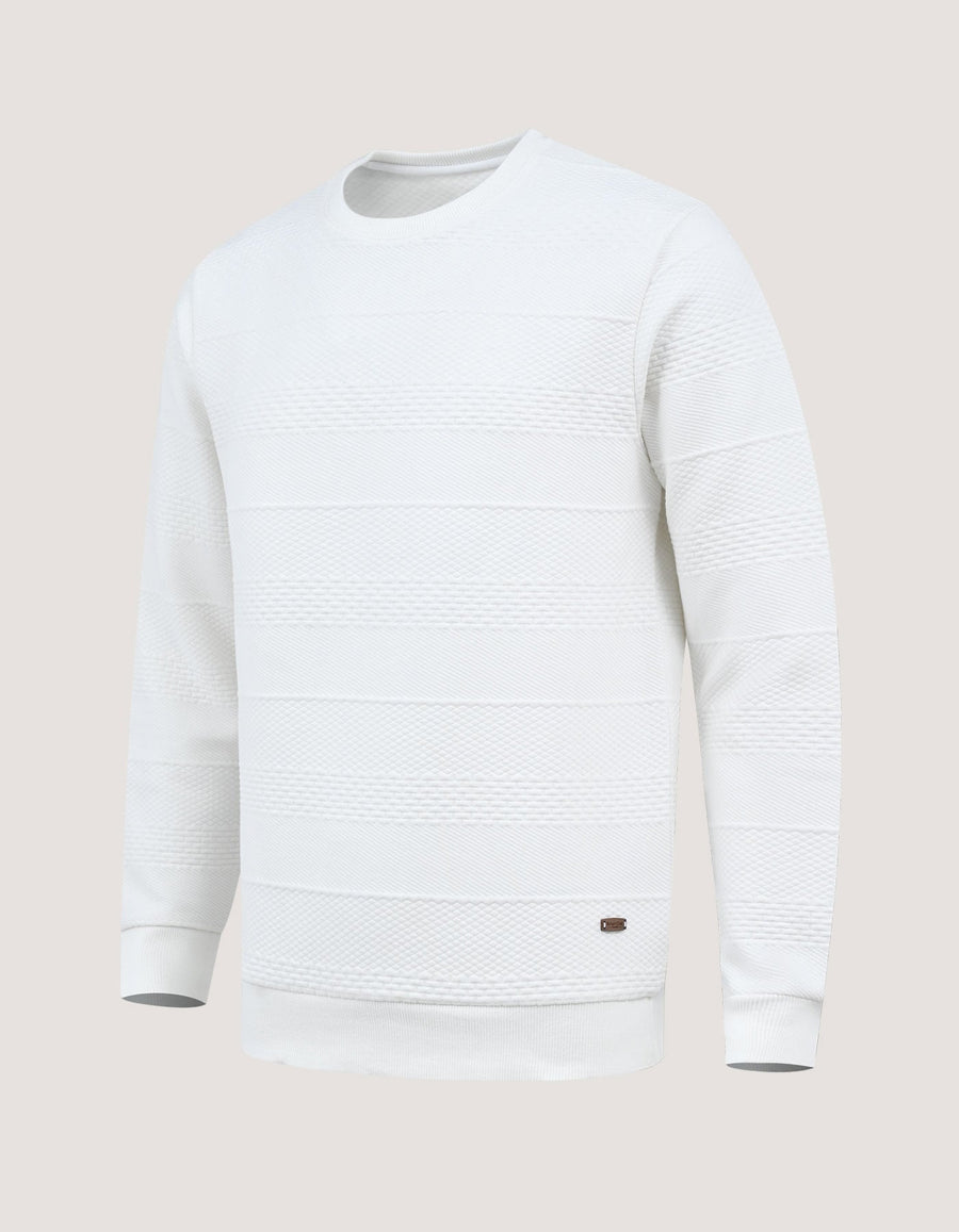 Off White Textured Jacquard Sweatshirt