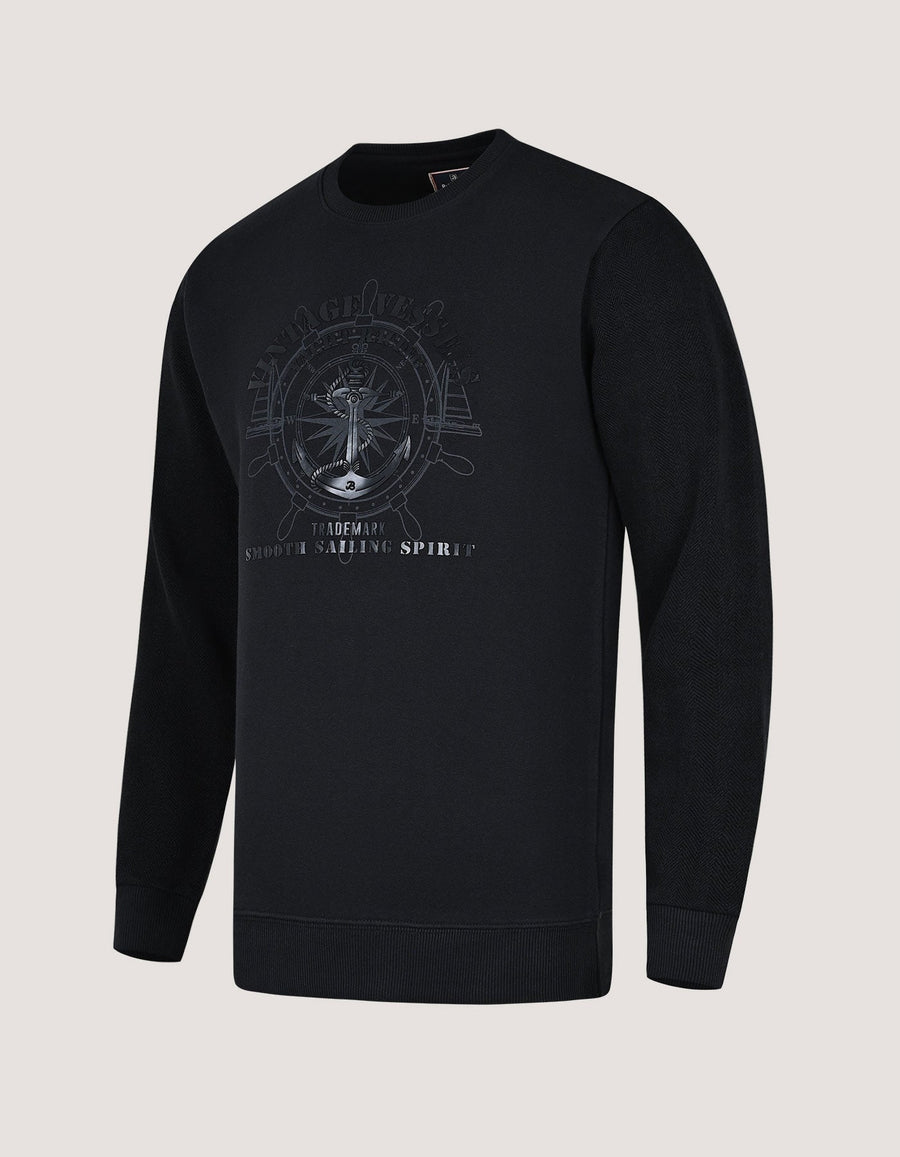 Nautical Graphic Sweatshirt - Black