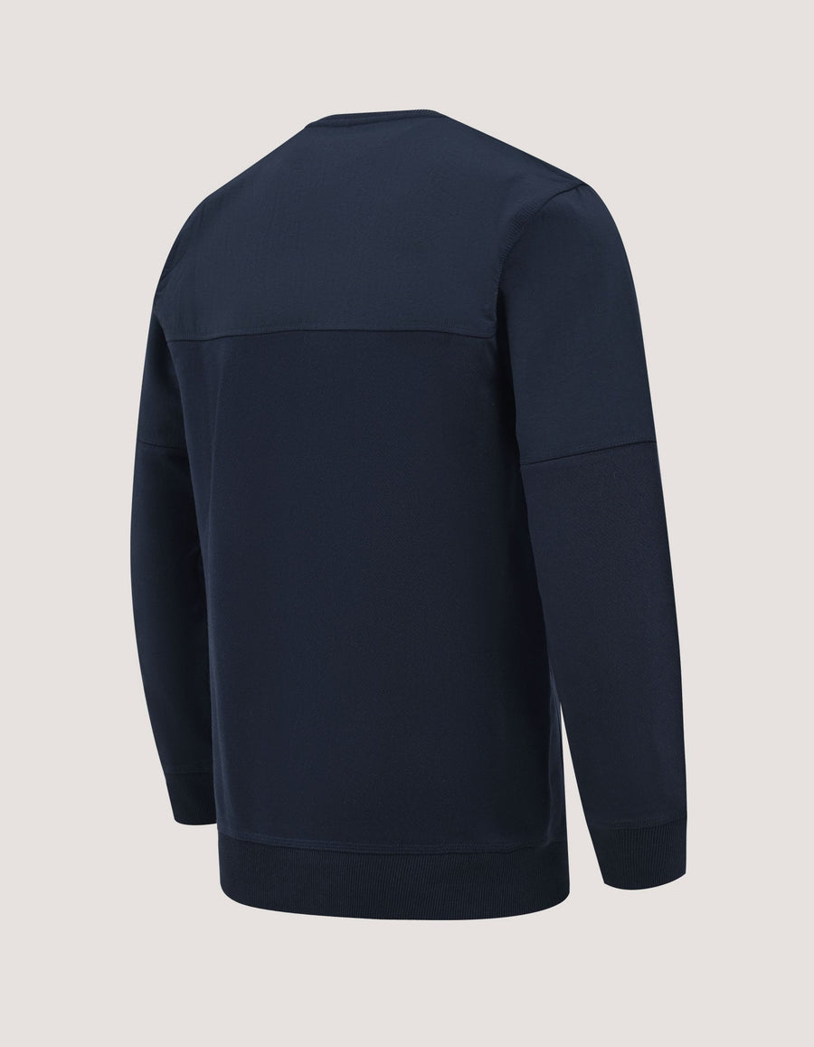 Navy Textured Crew Neck Jacquard Sweatshirt
