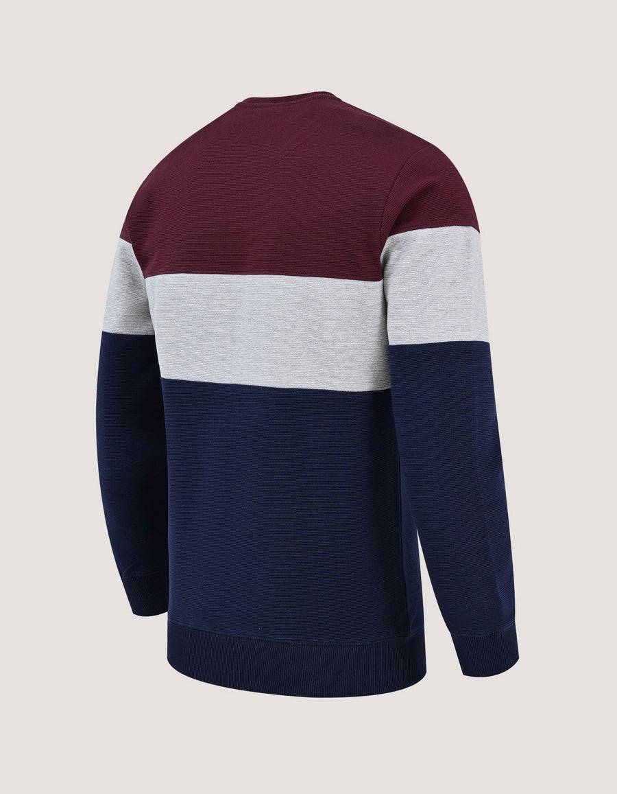 Textured Colour Block Sweatshirt – Maroon