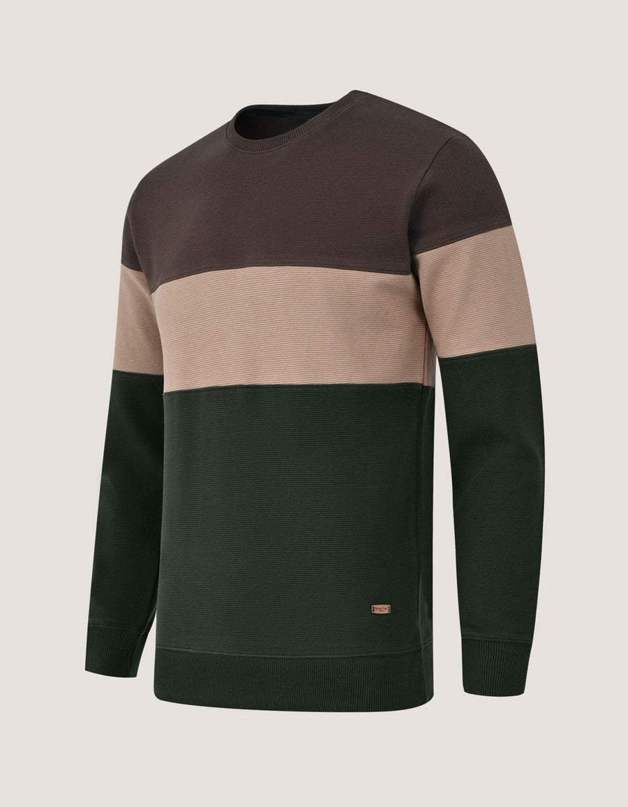 Textured Colour Block Sweatshirt – Brown