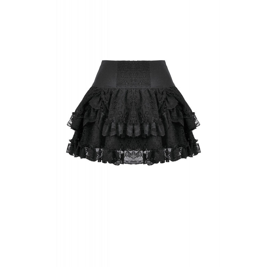 Dark in Love Punk Eyelet Lace Layered Mini Skirt