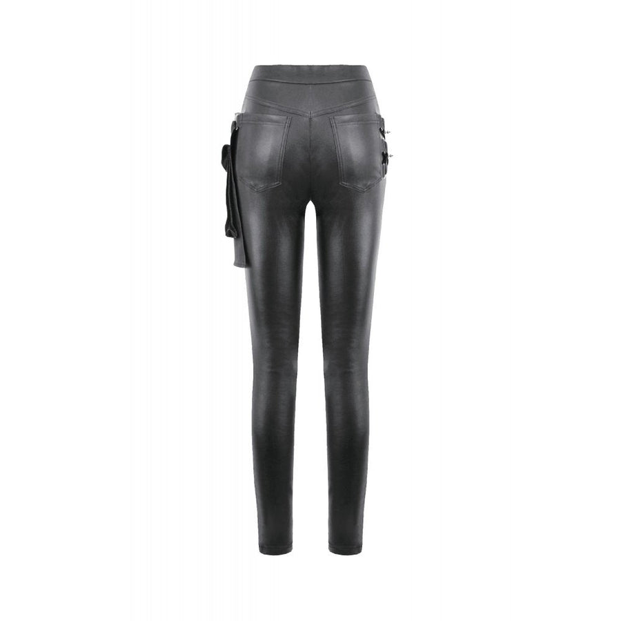Dark in Love Punk Leather-Look Strap Detail Trousers