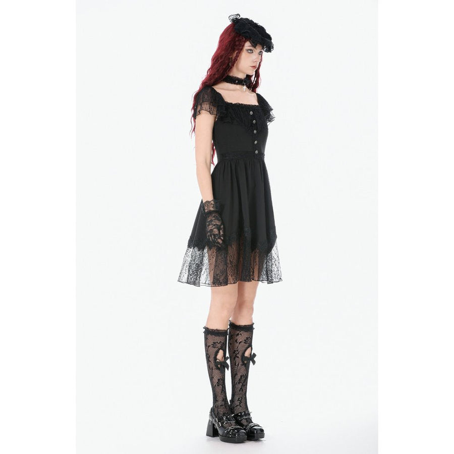 Dark in Love Black Gothic Sweet Bow Lace Lolita Dress