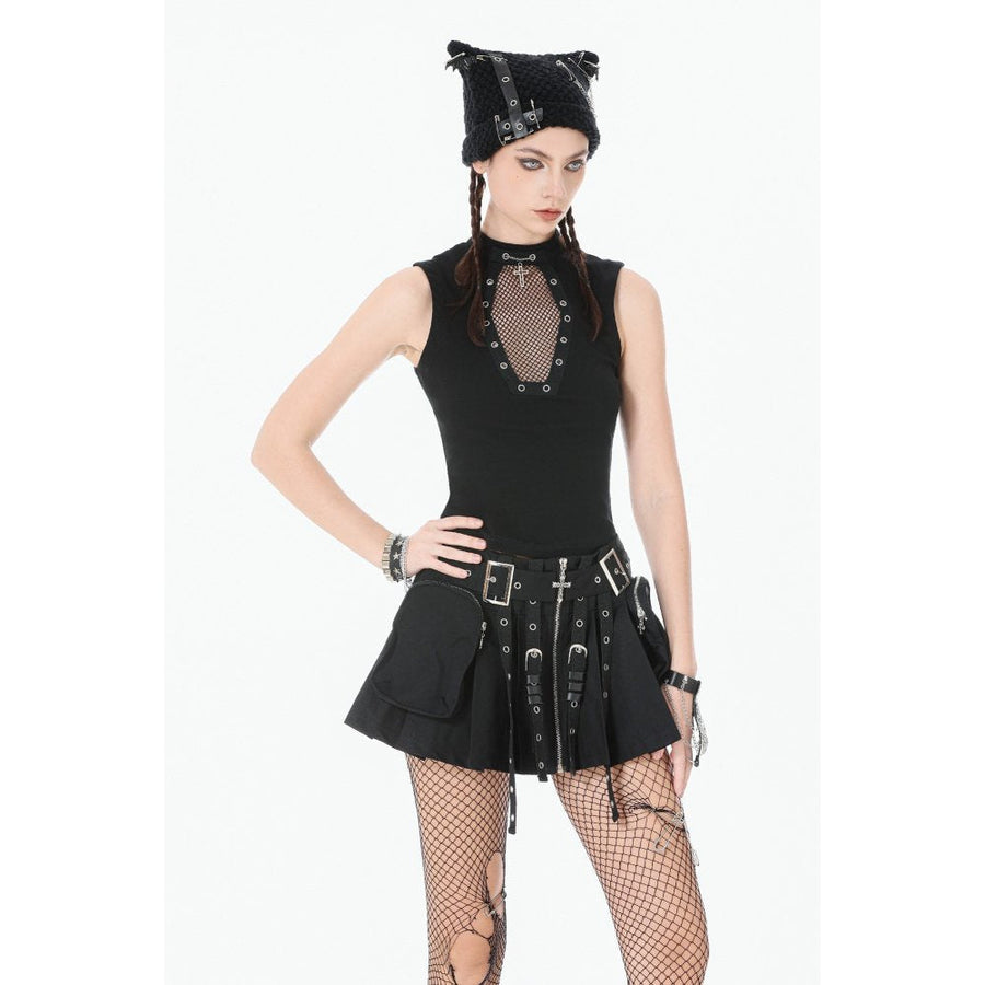 Dark in Love Punk Coffin Mesh Panel Top