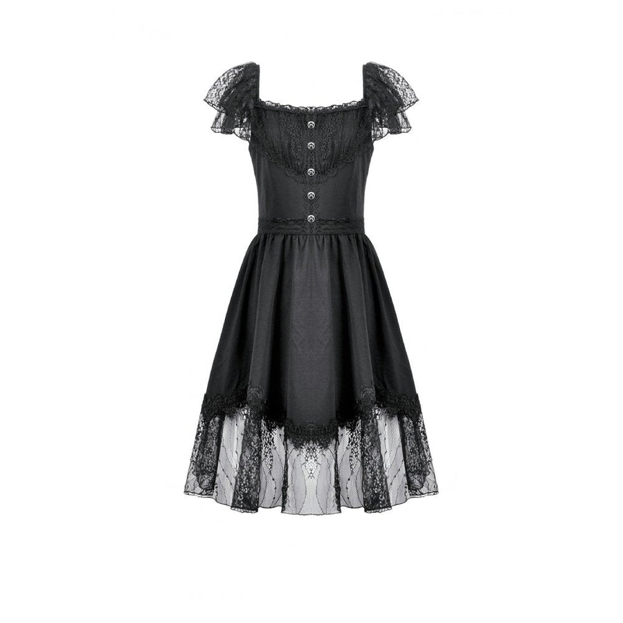 Dark in Love Black Gothic Sweet Bow Lace Lolita Dress