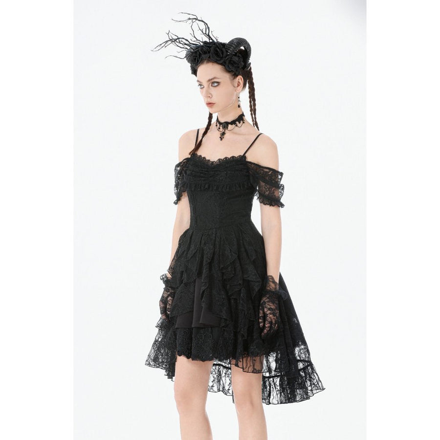 Dark in Love Romantic Gothic Lace Layered High-Low Dress