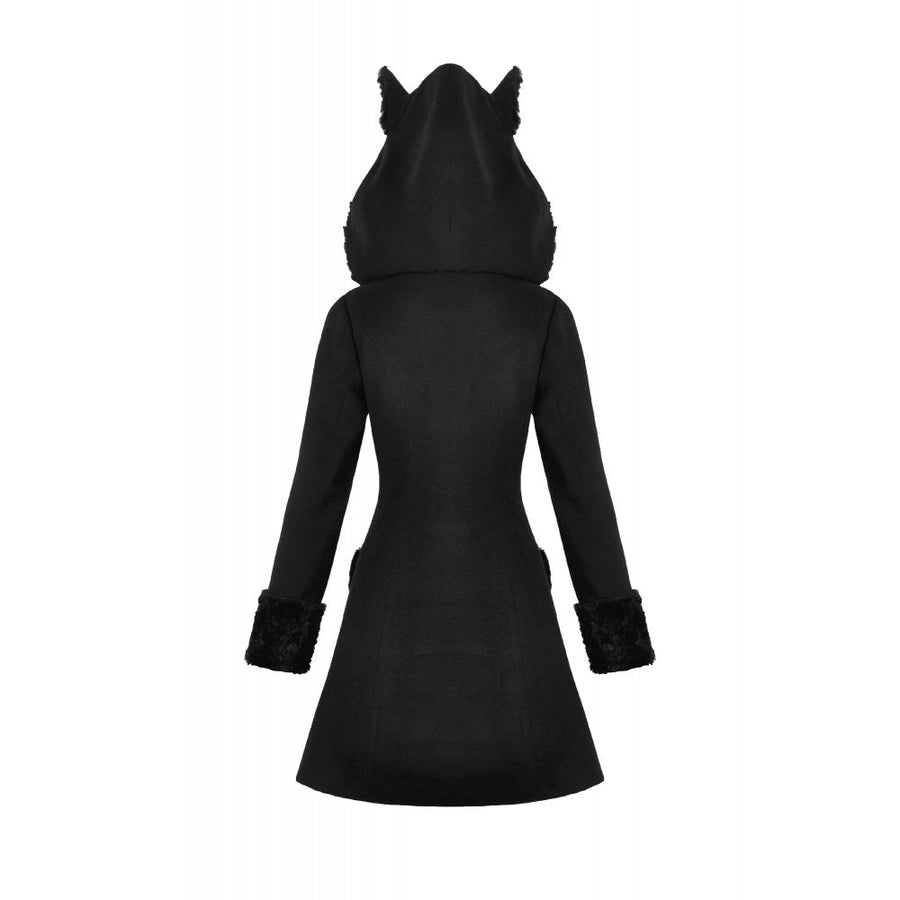 Dark in Love Cat-Ear Faux Fur Trim Gothic Coat