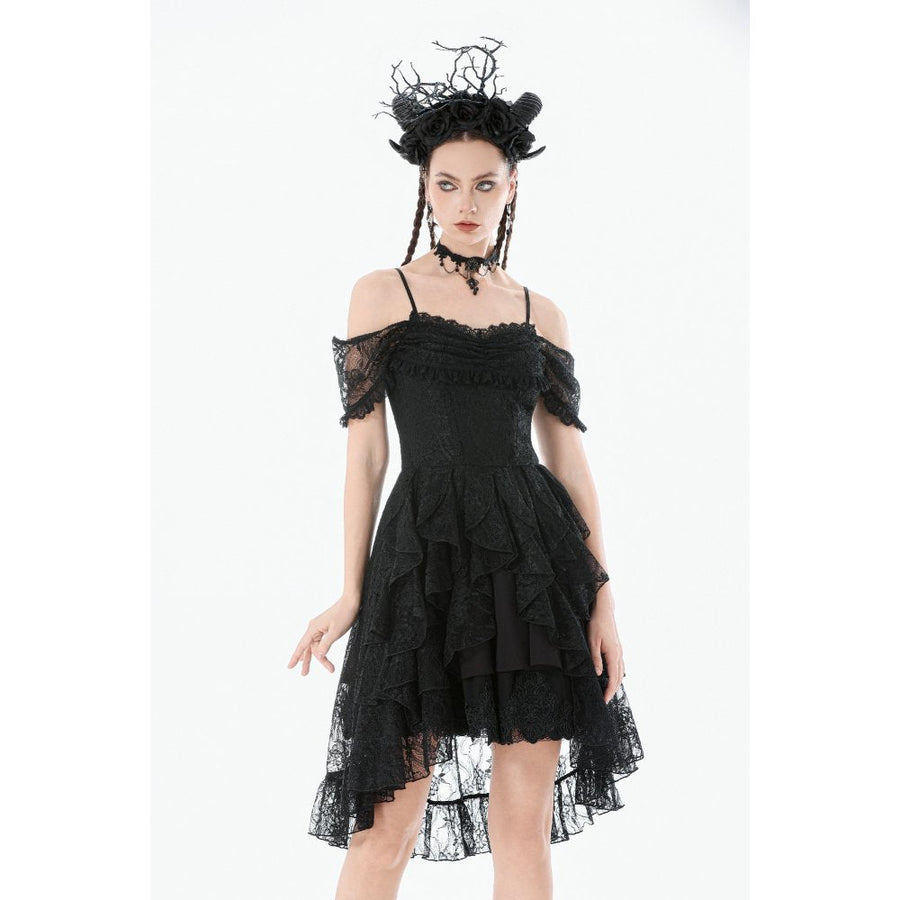 Dark in Love Romantic Gothic Lace Layered High-Low Dress