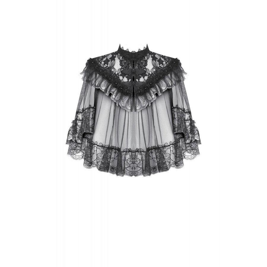Dark in Love Morwenna Gothic Lace Ruffle Capelet