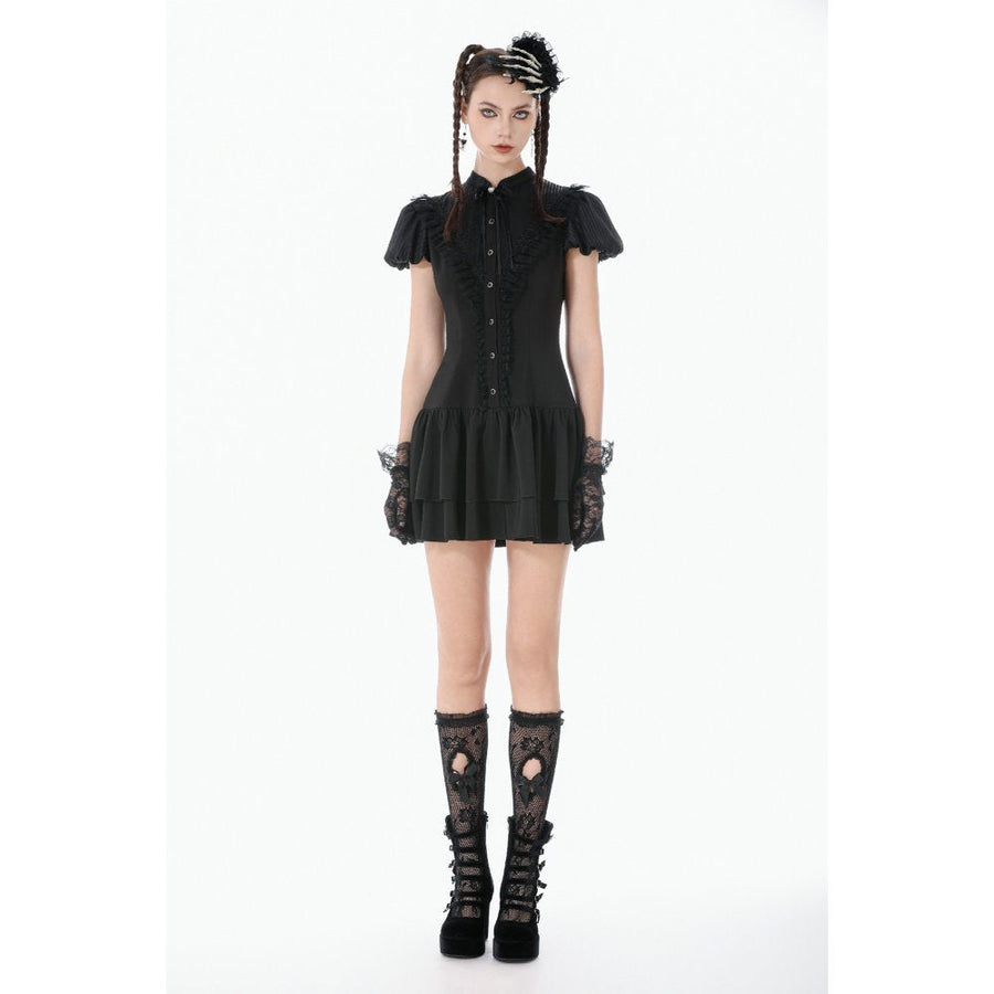 Dark in Love Lolita Bow-Trim Lace Dress