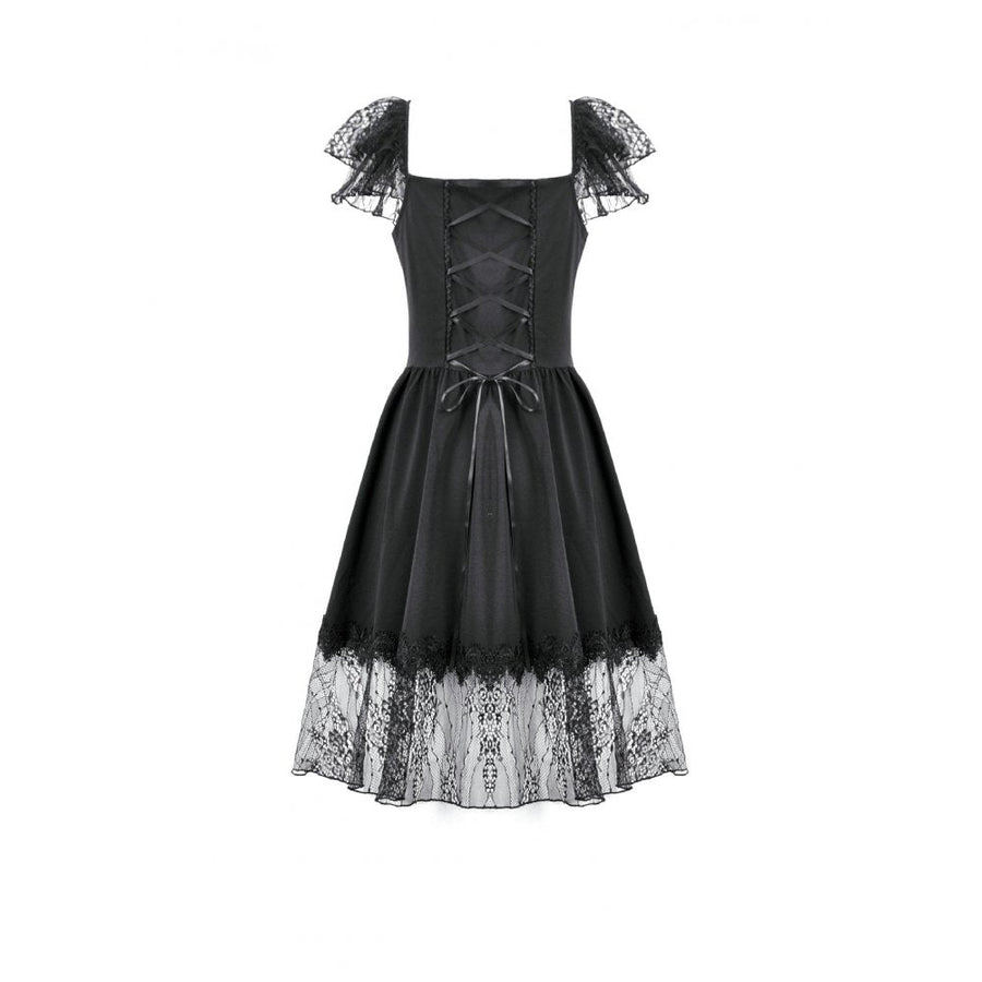 Dark in Love Black Gothic Sweet Bow Lace Lolita Dress