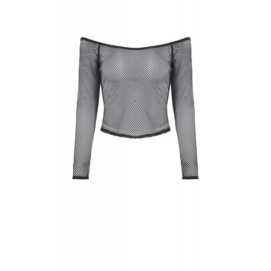 Dark in Love Lyra Fishnet Off-Shoulder Gothic Mesh Top