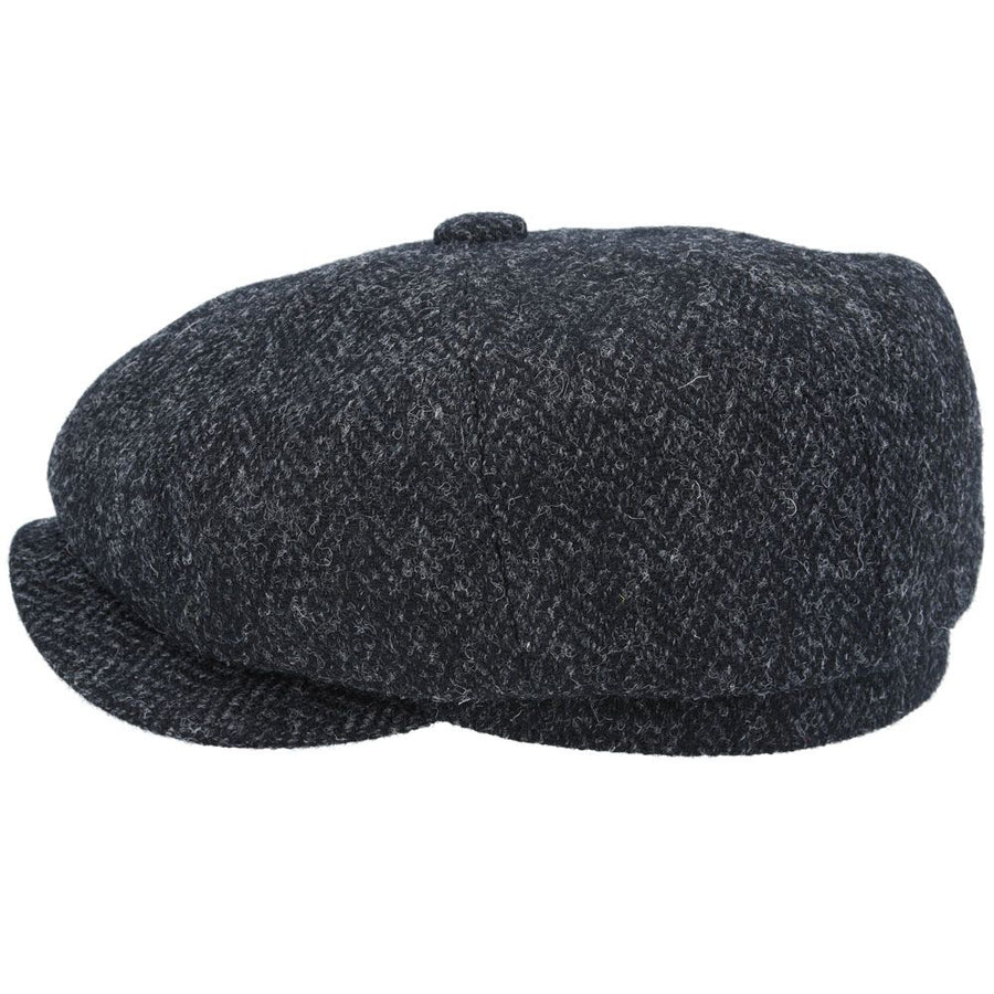 Harris Tweed Herringbone Newsboy Cap – Charcoal