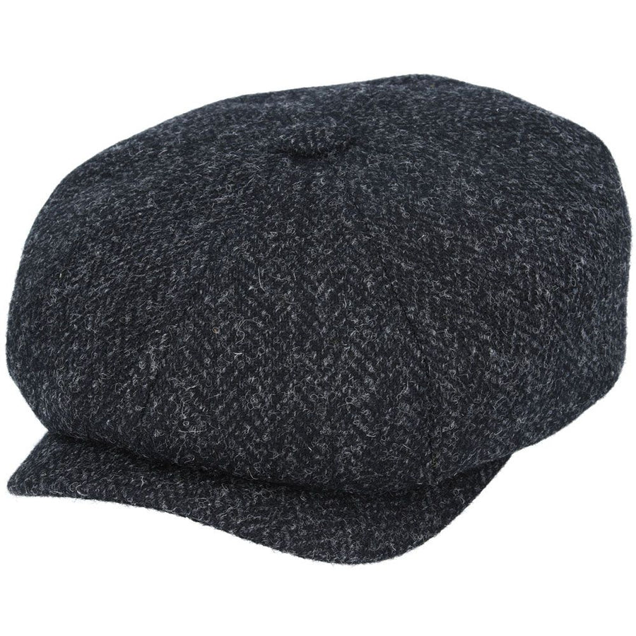 Harris Tweed Herringbone Newsboy Cap – Navy