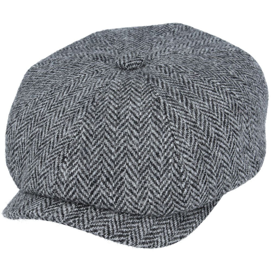 Harris Tweed Herringbone Newsboy Cap – Charcoal