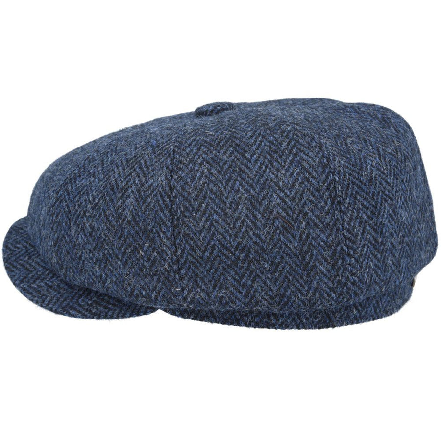 Harris Tweed Herringbone Newsboy Cap – Navy
