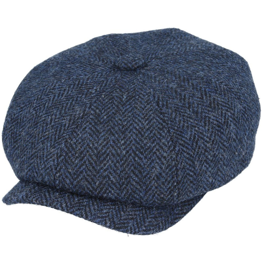 Harris Tweed Herringbone Newsboy Cap – Navy