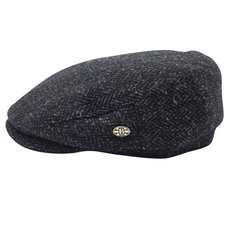 Harris Tweed Herringbone Flat Cap – Navy